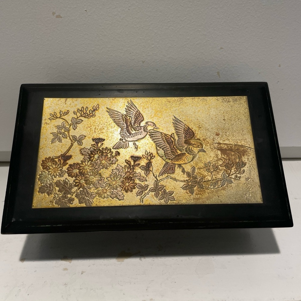 🇯🇵VTG Japanese Black Lacquer Music Box Plays SMIDT Memory Song